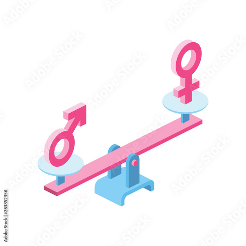 Libra man and woman 3d vector icon isometric pink and blue color minimalism illustrate