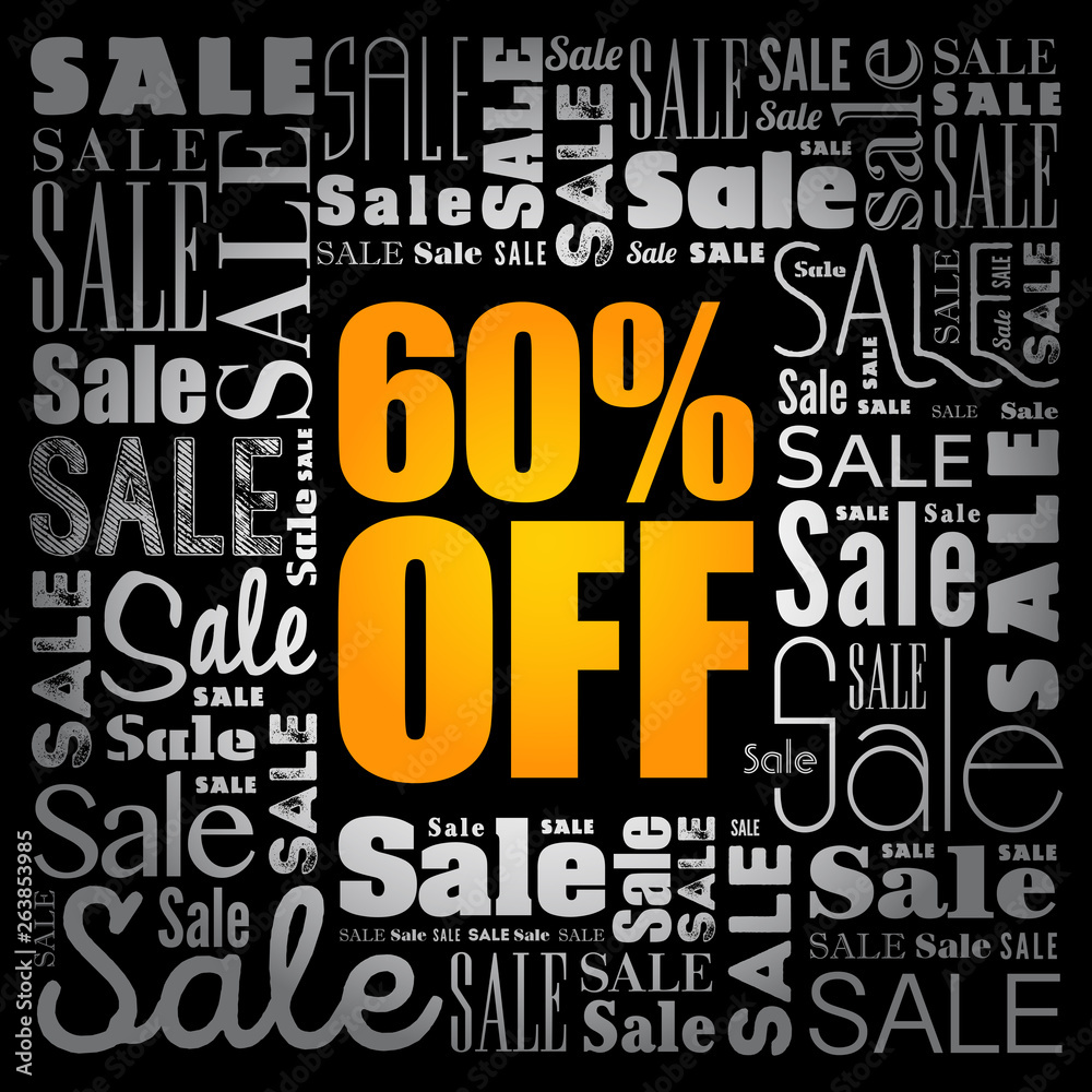 Obraz premium 60% OFF Sale word cloud collage, business concept background