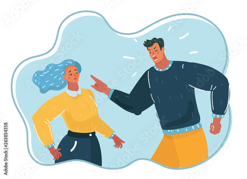 Aggressive man yelling at woman.