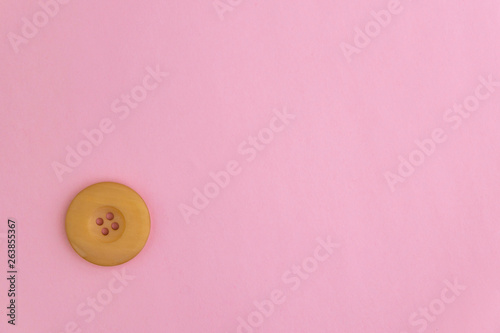 beautiful old retro button on pink background, short focus