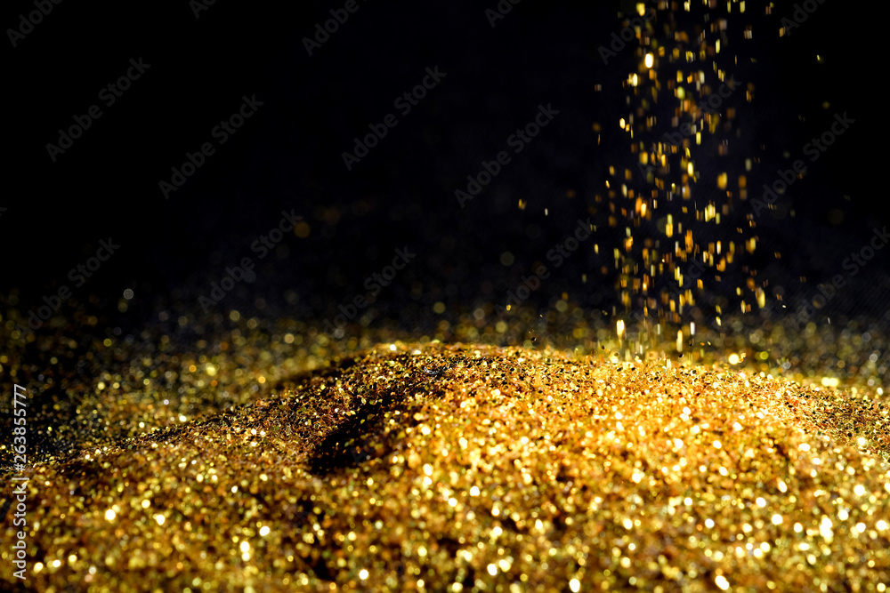 Gold dust metal sand glitter abstract background texture Luxury and elegant decoration