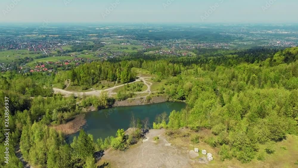 Aerial shot of an abandoned quarry in Poland. Aerial shot of an abandoned quarry in Poland.