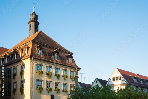 city hall in Neckarsulm, Germany. Blue sky, space for text photo