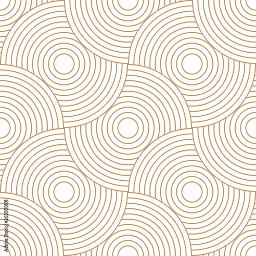 Abstract retro pattern of geometric shapes. Golden mosaic backdrop. Geometric wave of circles  background, vector