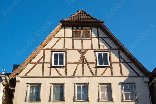 peak of half timbered houses in Bad Wimpfen Germany
