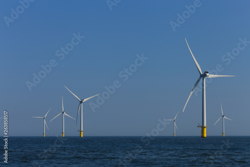 view of windmills of Rampion windfarm off the coast of Brighton, Sussex, UK photo