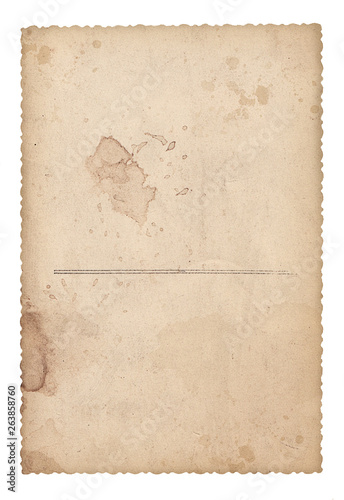 Texture old paper with traces of scuffs and stains. Isolated on white.