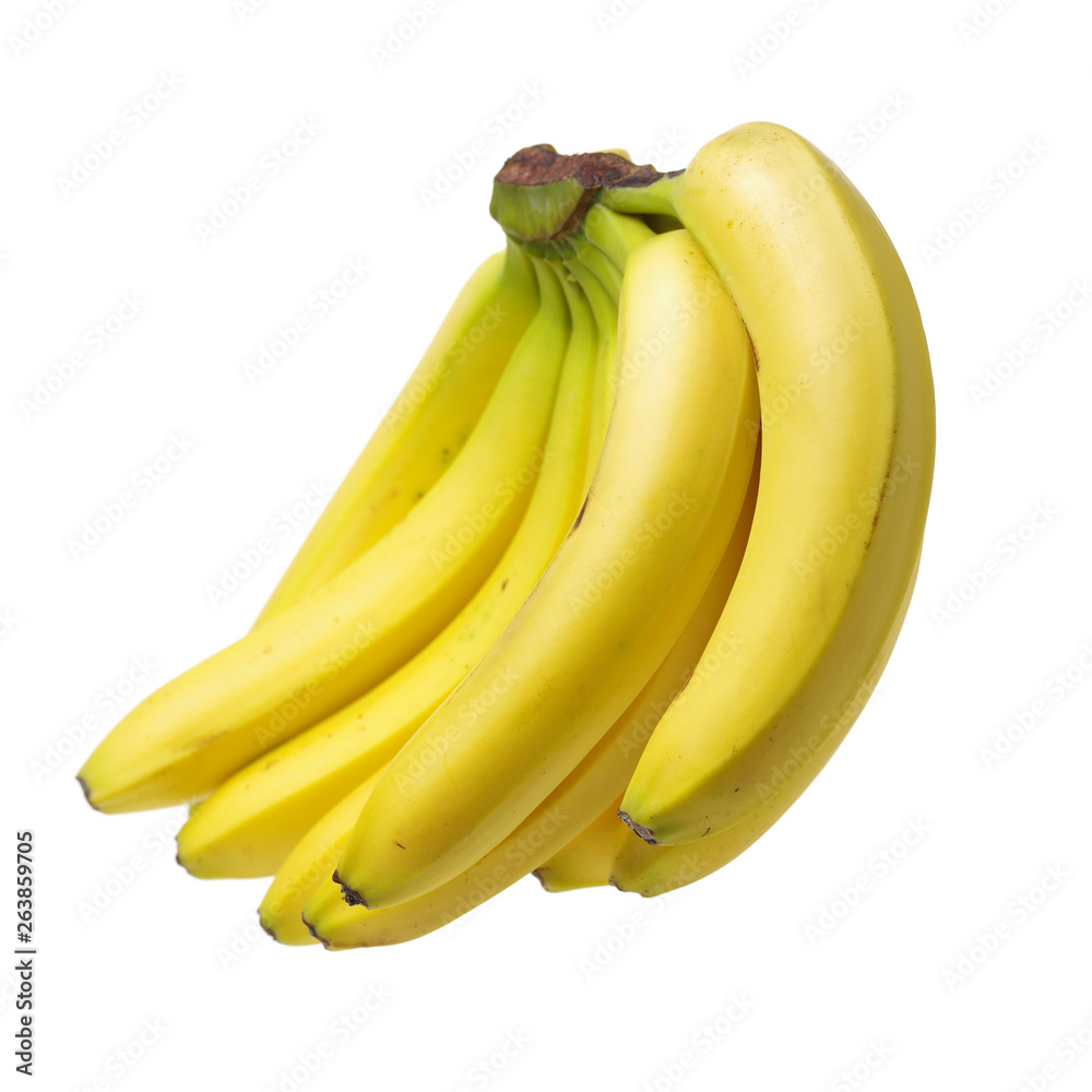 Fresh ripe bananas on white background 