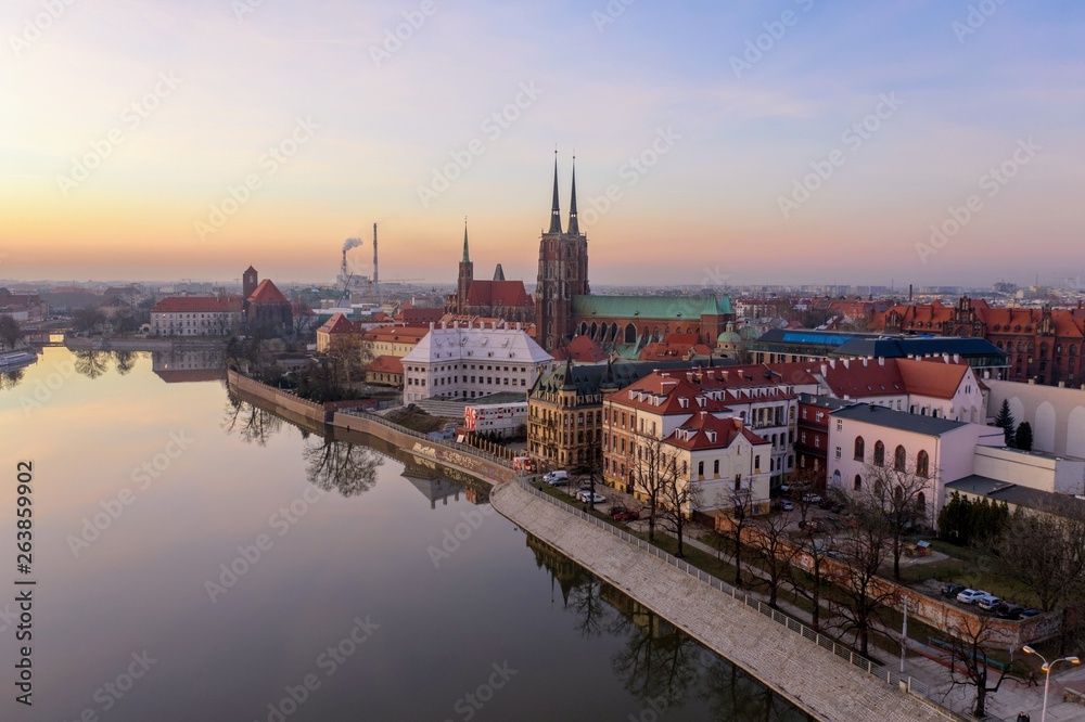 Wrocław panorama aerial view