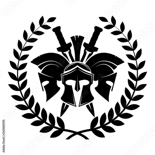 Spartan helmet military symbol vector icon.