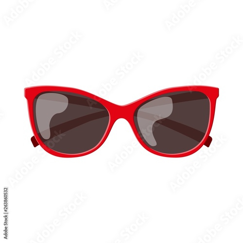 Red sun glasses icon isolated on white background. Vector illustration in flat style