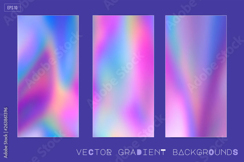 Abstract Modern pastel colored holographic vector gradient backgrounds in 80s style. Synthwave. Vaporwave style. Retrowave, retro futurism, webpunk. Modern screen design for mobile app