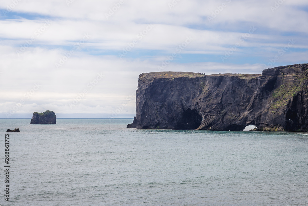 Famous rock of Dyrholaey foreland located on the south coast of Iceland