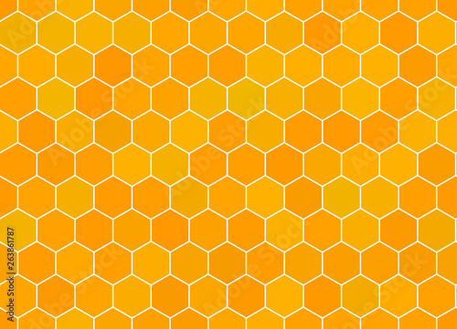 Honeycomb seamless orange background. Vector illustration.