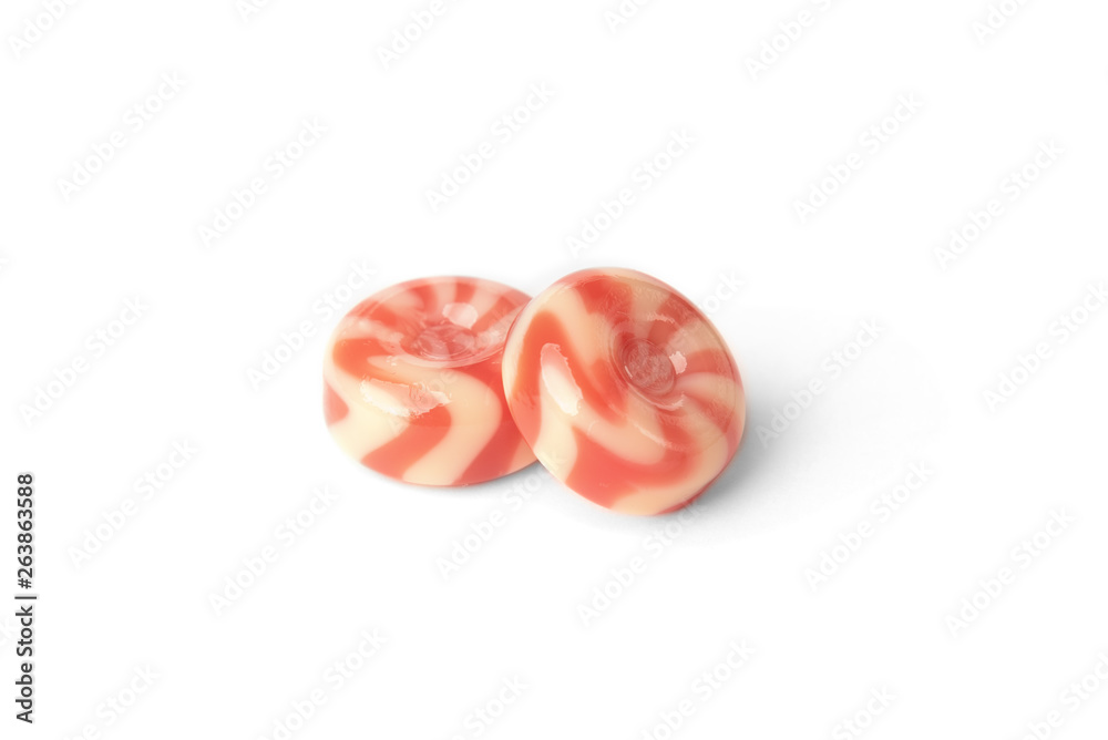 Candy with strawberry isolated on white background. Candy with strawberry isolated on white background.
