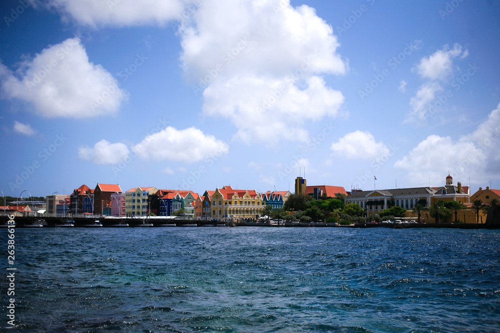View on Willemstad city center from Otrobanda Curacao