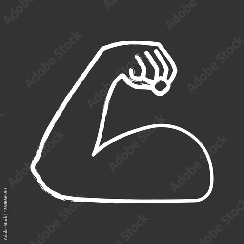 Flexed bicep chalk icon