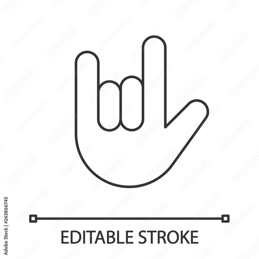 Fototapeta premium Love you hand gesture linear icon