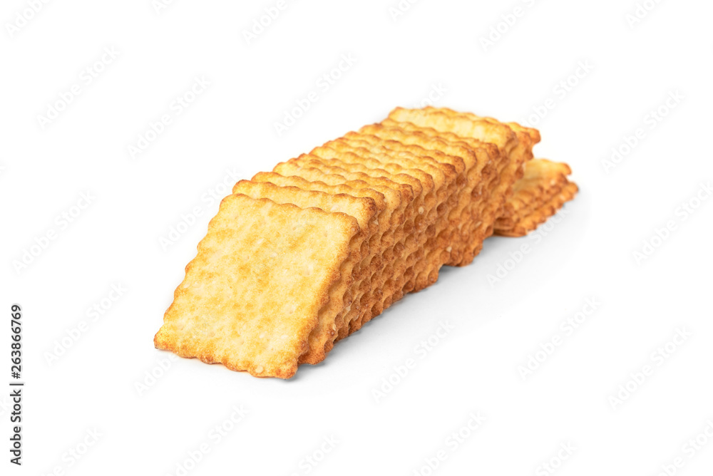 Cracker cookies isolated on white background. Cracker cookies isolated on white background.