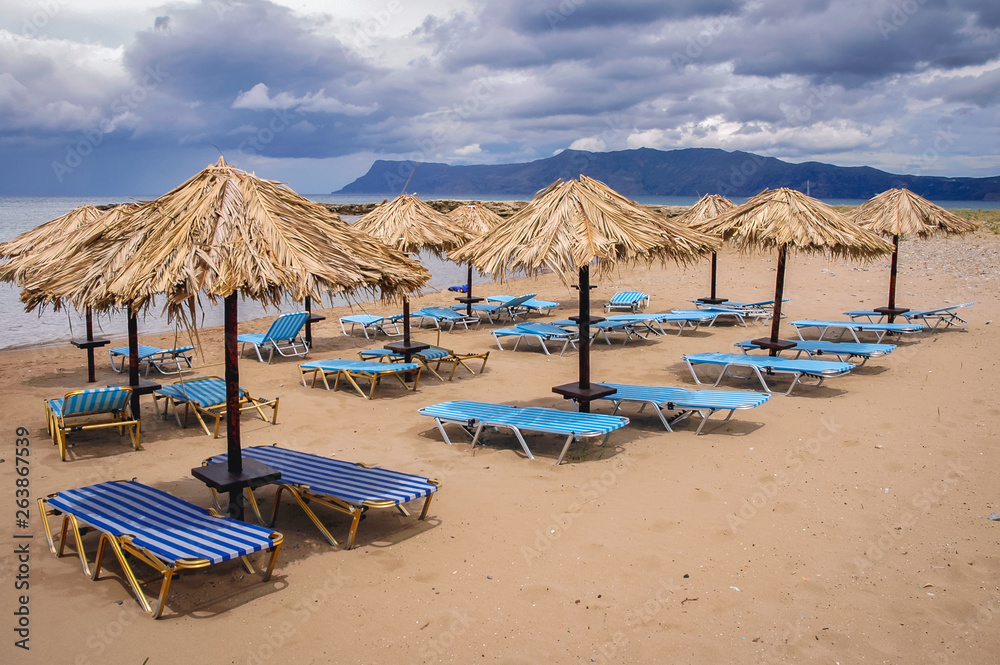 Mediterranean Sea beach in Kissamos town on a Greek Island of Crete