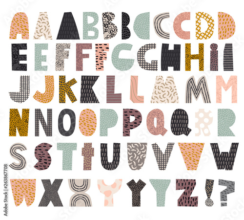 Paper cut alphabet set for collage and quote vector file isolated on white