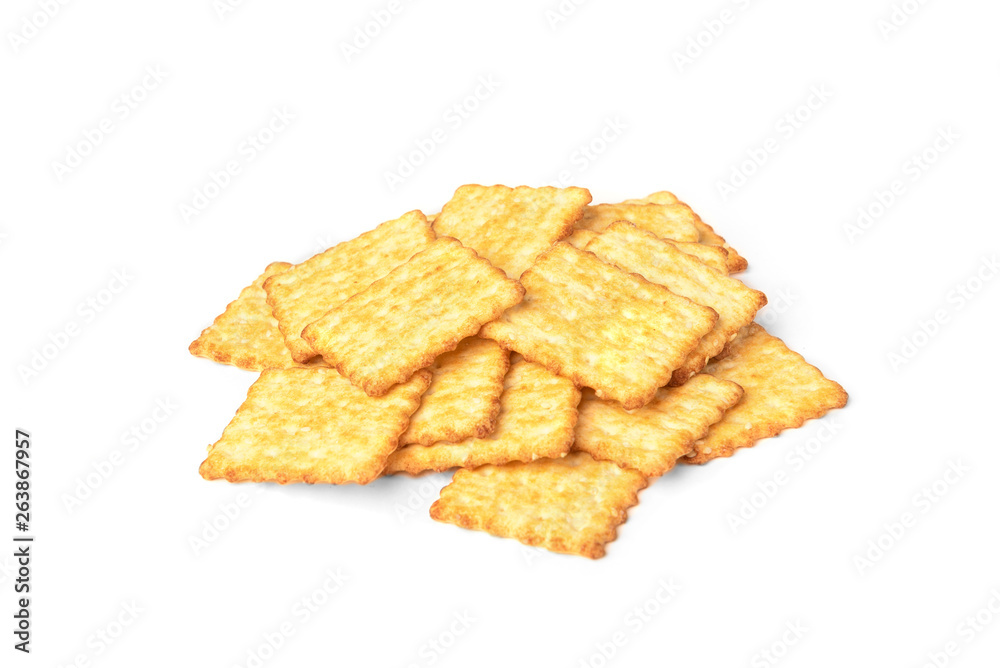 Cracker cookies isolated on white background. Cracker cookies isolated on white background.