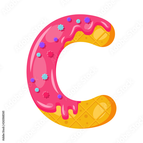 Donut cartoon C letter vector illustration