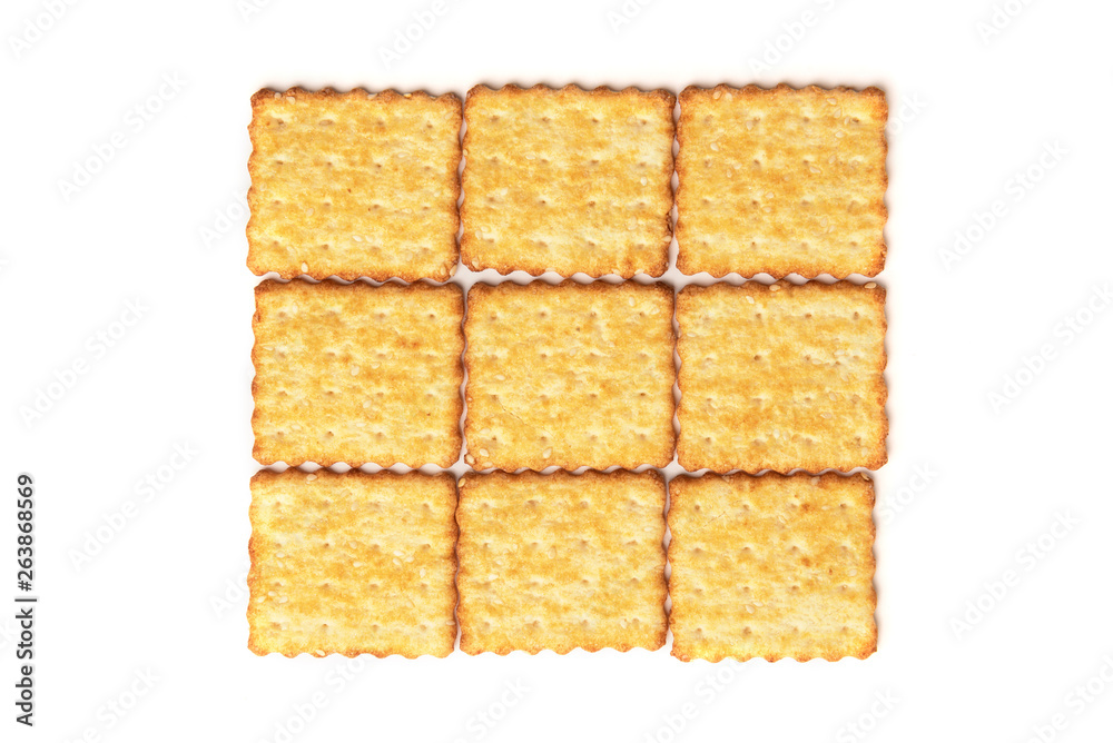 Cracker cookies isolated on white background. 