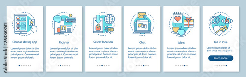 Online dating app onboarding mobile page screen template