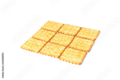 Cracker cookies isolated on white background. 