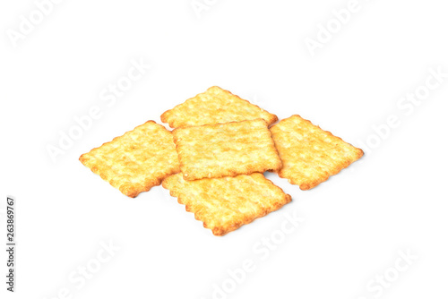 Cracker cookies isolated on white background. 