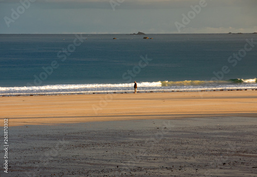 Morning on the beach in Saint Malo.Brittany, France
