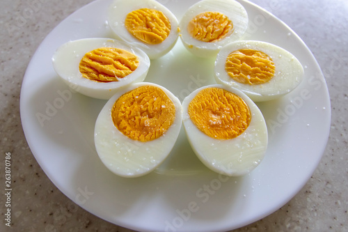 Cut boiled eggs with salt put as flower