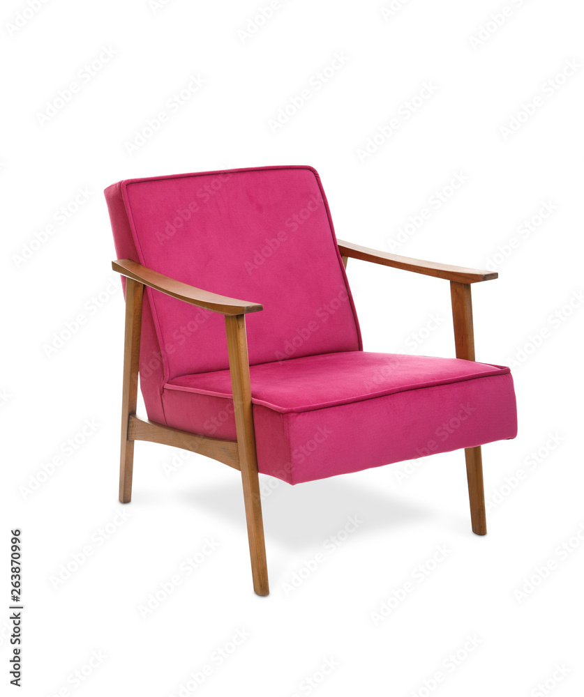 Pink Modern armchair on white background, included clipping path Pink Modern armchair on white background, included clipping path