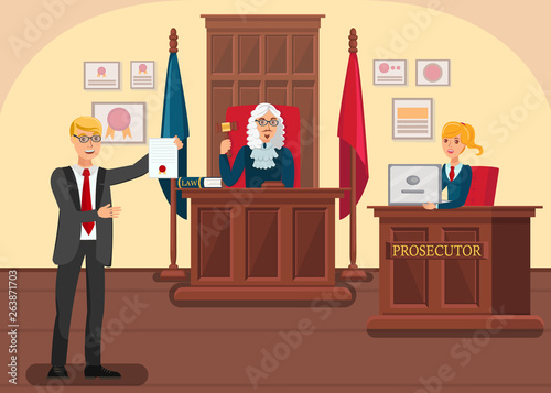 Lawyer Providing Evidence Flat Vector Illustration
