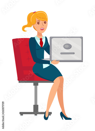 Female Office Worker Flat Vector Illustration