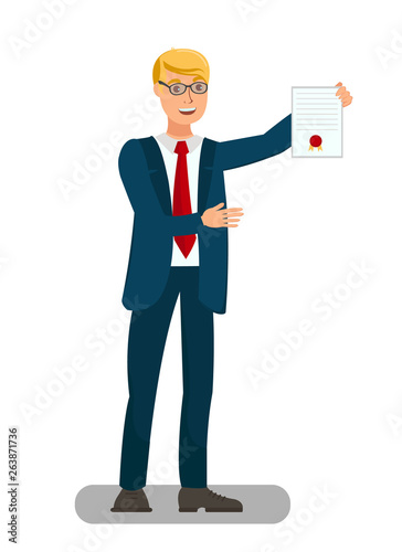 Lawyer Showing Sealed Document Flat Illustration