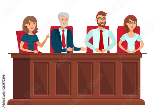 Jury Trial Representatives Vector Illustration