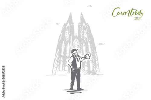 Germany, architecture, tourist, beer, country concept. Hand drawn isolated vector. photo