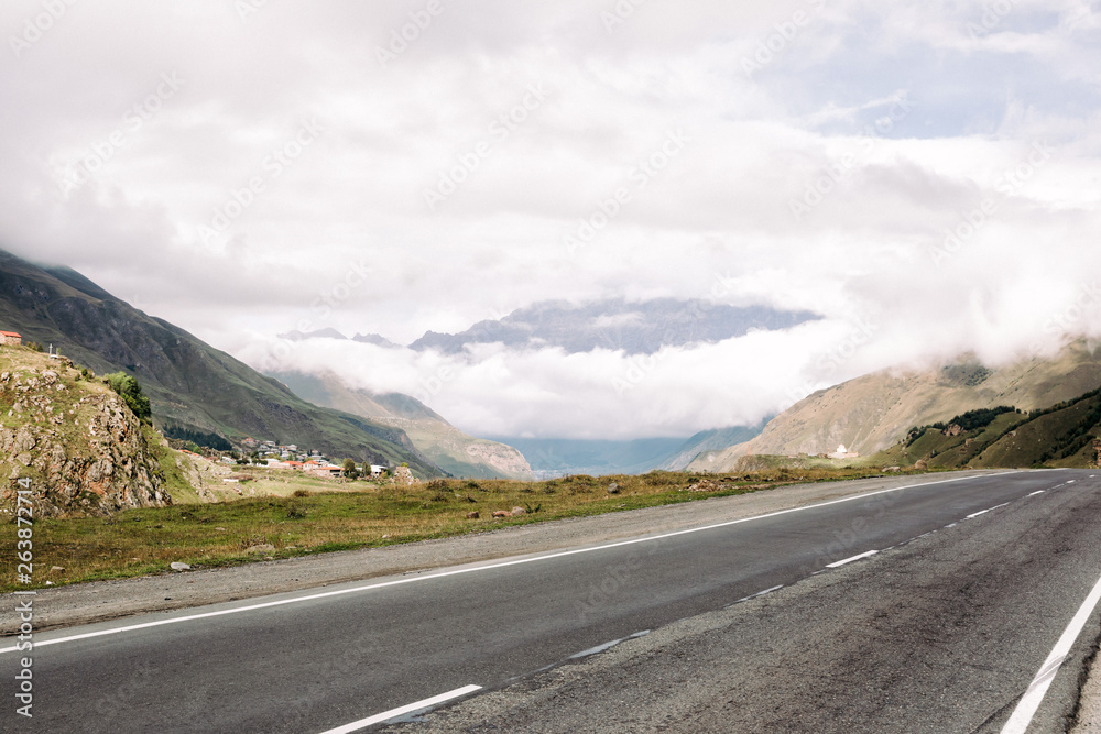 Military Georgian Road in the Caucasus Mountains