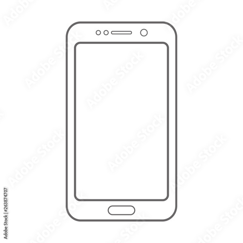 Grey color smartphone mobile phone with power button and empty screen front view vector.