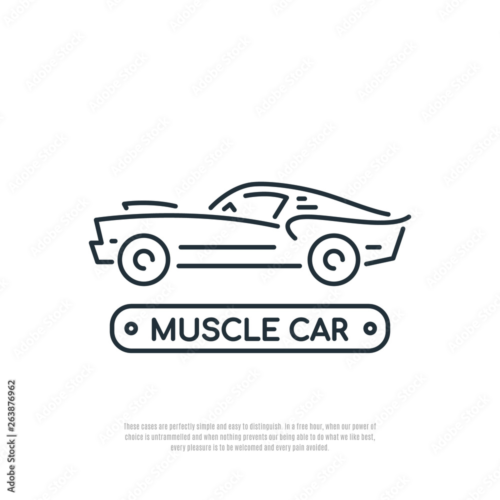 Muscle car line icon. Car symbol. Liner style. Vector illustration.