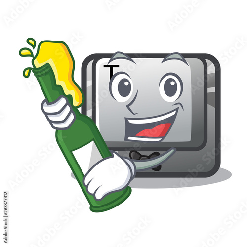 With beer button T in the mascot shape