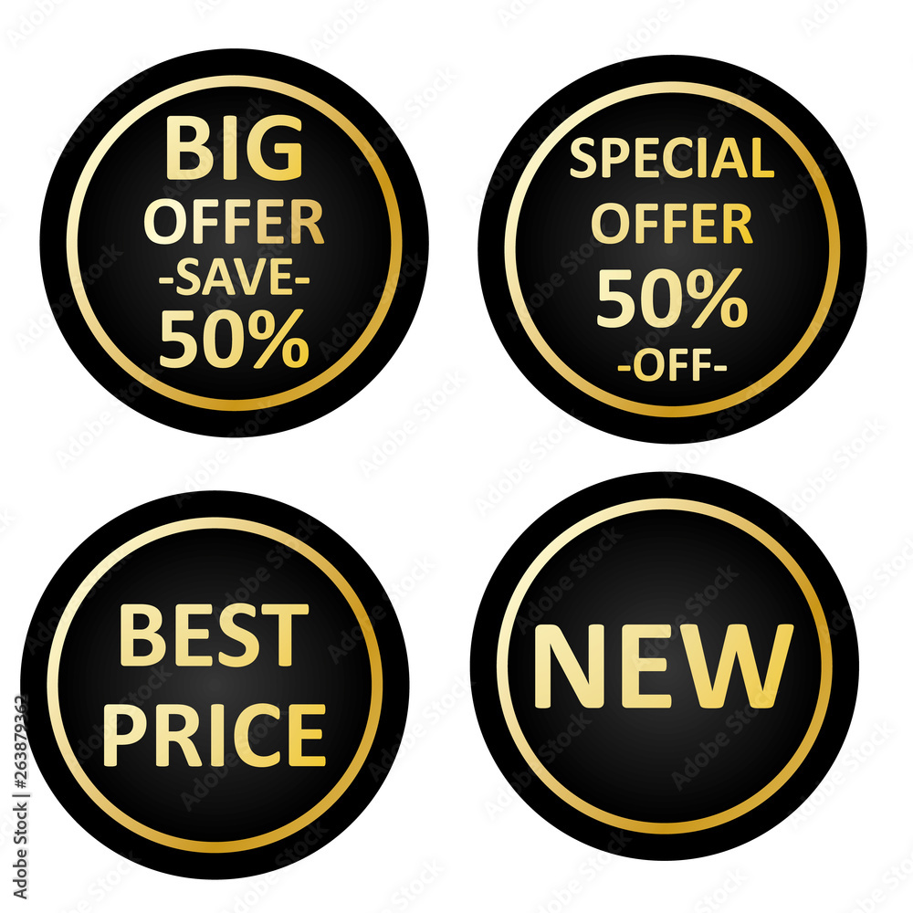 Icons for shop Special offer, new, best price, big offer. Special offer icons, vector. Icons for shop Special offer, new, best price, big offer. Special offer icons, vector.