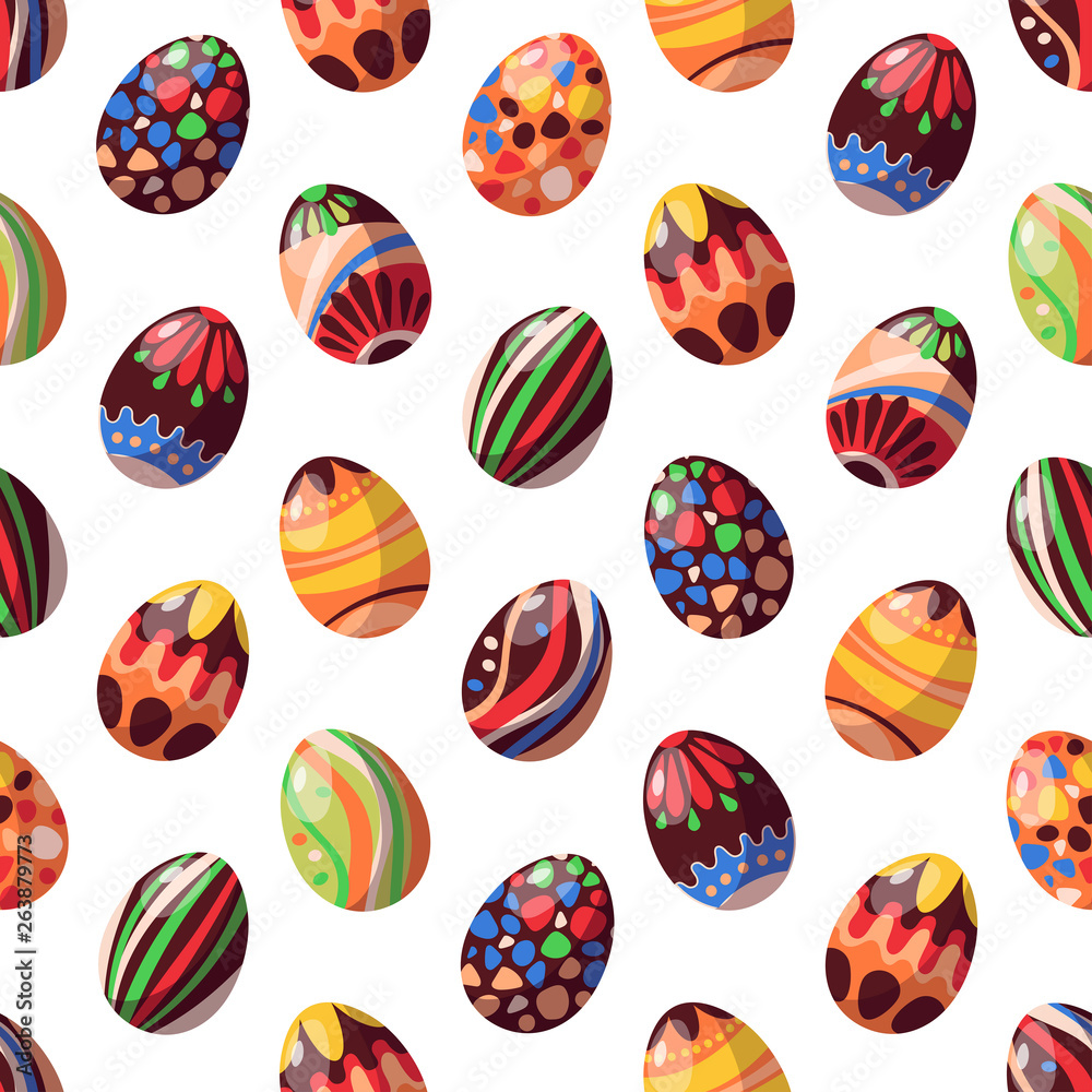 Vector seamless pattern on the Easter theme; chocolate eggs.