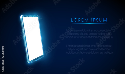 Abstract mobile phone with white empty screen.