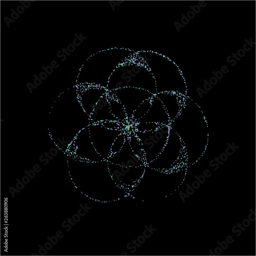 Gradient illustration of the flower of life in the style of dotwork. Tattoo idea.