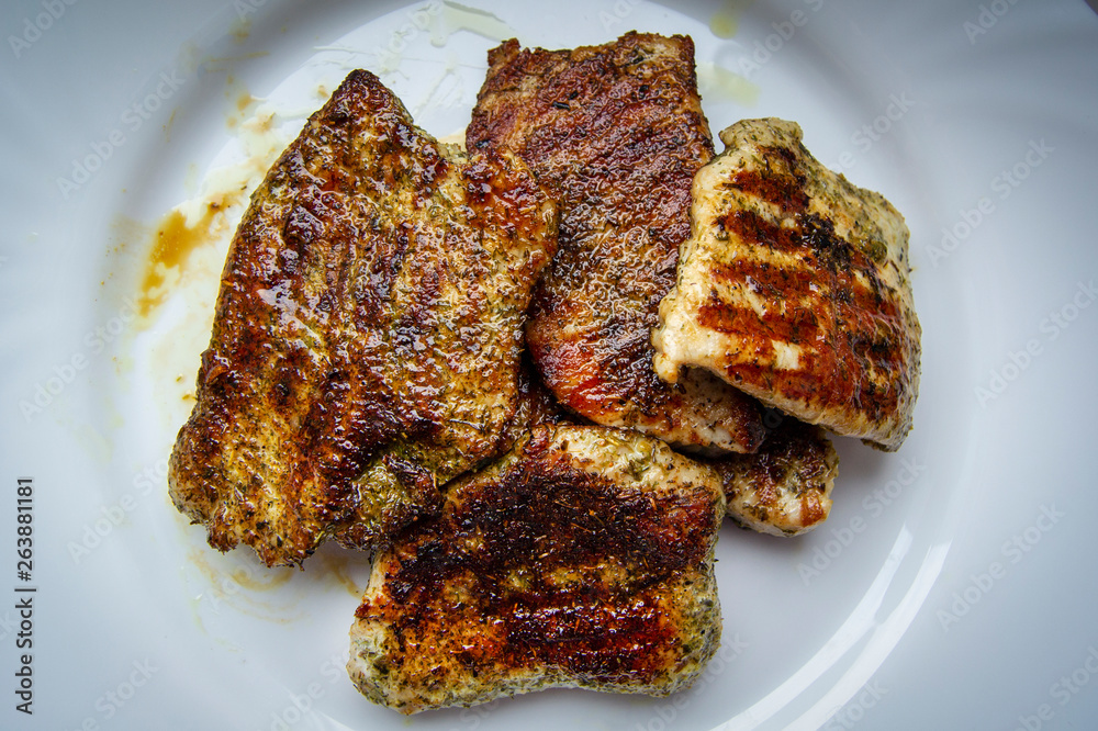Homemade steaks on a plate
