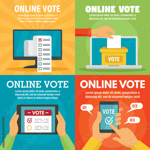 Modern online vote banner set. Flat illustration of modern online vote vector banner set for web design