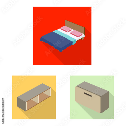 Vector design of bedroom and room logo. Collection of bedroom and furniture stock symbol for web.